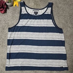 RVCA Relaxed Fit Striped Tank Top Blue and White Men's Large